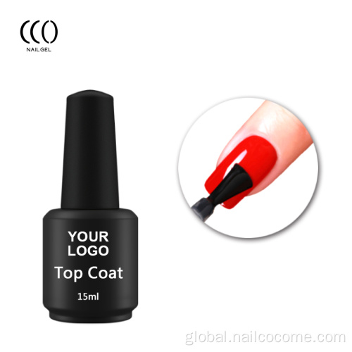 Top Coat Gel Nail Polish OEM low MOQ 15ml Diamond high gloss shining no-wipe top coat gel polish high shine lasting nail gel polish uv gel top coat nail Factory